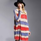 Women\'s Winter Dress Fashion Wool Blend Loose Sweater Dresses Print Striped Overisized Sweater Plus