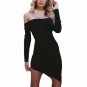 Vintage Ruffle Sweater Dress Womens Sexy Ladies Off Shoulder Dresses Sheath Party Evening Bodycon Mi