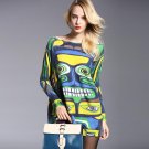 High quality Women\'s Winter Dress 2016 New Fashion Wool Sweater Dresses Print Oversized Knitting Pu
