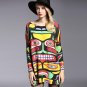 High quality Women\'s Winter Dress 2016 New Fashion Wool Sweater Dresses Print Oversized Knitting Pu