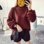 Winter Warm Character Hairy Tassel Splicing Lantern Sleeve Knitted Oversized Yellow Sweater Female w