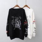 autumn winter casual long sleeve loose sweater pullover knitwear plus size floral embroidered sweate