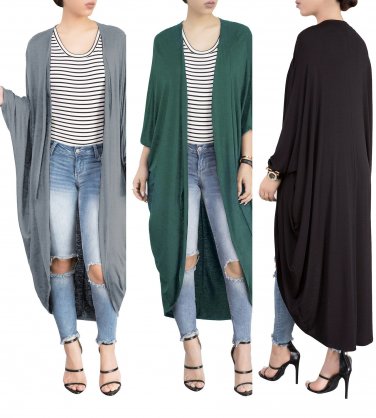 VS Women Red Open Stitch Cloak Trench Coats Autumn Batwing Full Sleeve Cardigan Knitted Sweater Loos