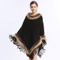 SC134 Women Capes Printed Poncho 2017 Winter Faux Fox Fur Shawl Knitted Triangle Tassel Sweater Plus