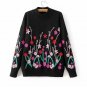 winter plus size knitting floral embroidered pullovers loose long sleeve o neck sweater 2018 spring