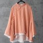 Women Blouse Vintage Chinese Style Stand Collar Slanting Lapel Loose Double Layer Female Cotton Shir