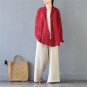 Spring Summer Women Tops Solid Plus Size Long-sleeve Casual Linen Cardigan Loose Short Women Blouses