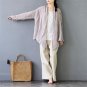 Spring Summer Women Tops Solid Plus Size Long-sleeve Casual Linen Cardigan Loose Short Women Blouses