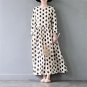 Women Spring Summer Dress Casual O-neck Classic Dot Wrist Maxi Long Cotton Dress Cute A-line Party D