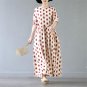 Women Spring Summer Dress Casual O-neck Classic Dot Wrist Maxi Long Cotton Dress Cute A-line Party D