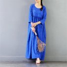 Summer Dress O-neck Empire Three Quarter Ankle-Length Long Cotton Dress for Women Elegant Party Dres