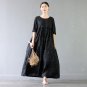 Summer Dress O-neck Empire Three Quarter Ankle-Length Long Cotton Dress for Women Elegant Party Dres
