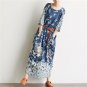 Spring Summer Dress for Women Vintage Floral Prints Half Sleeve Loose Plus Size Linen Cotton Dress F