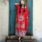 Spring Summer Dress for Women Vintage Floral Prints Half Sleeve Loose Plus Size Linen Cotton Dress F
