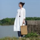 Vestidos Autumn Dress Vintage Solid Three Quarter Stand Collar Handmade Plate Button Long Cotton Dre