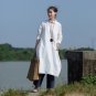 Vestidos Autumn Dress Vintage Solid Three Quarter Stand Collar Handmade Plate Button Long Cotton Dre