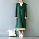 Women Autumn Winter Jackets Vintage Hooded Covered Button Loose Long Thicking Cotton Fleece Casual H