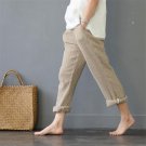 Trousers for Women  Solid Women Harem Pants Casual Elastic Waist Long Camouflage Straight Linen Pant
