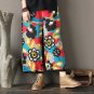 Women Pant Vintage Print Elastic Waist Wide Leg Pants Loose Trousers for Women X0666