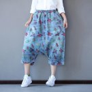 NEW Spring Summer Trousers for Women Casual Print Washed Ripped Loose Cross-pant Calf-length Women J