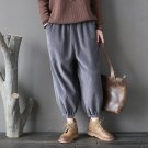 NEW Winter Harem Pants Women Pants Vintage Corduroy Loose Elastic Waist Casual Trousers for Women 3 