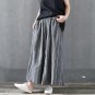 New Spring Women Harem Pants Vintage Stripe Elastic Waist Loose Casual Personality Linen Wide Leg Pa