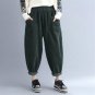 Women Autumn Winter Harem Pants Casual Thick Corduroy Simple Elastic Waist Solid Long Pants Loose Tr