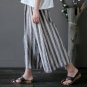 Harem Pants Vintage All-match Classic Striped Elastic Waist Loose Linen Wide Leg Pants Plus Size Tro