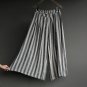 Harem Pants Vintage All-match Classic Striped Elastic Waist Loose Linen Wide Leg Pants Plus Size Tro
