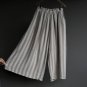 Harem Pants Vintage All-match Classic Striped Elastic Waist Loose Linen Wide Leg Pants Plus Size Tro