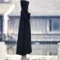 Autumn Winter Jackets Women Vintage Loose Hooded Handmade Plate Buttons Outerwear Casual Long Cotton