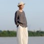 Vestidos Vintage O-neck Solid Handmade Plate Buttons Long-sleeve Linen Shirt  Women Casual Blusas S2