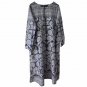 New Spring Women Dress O-neck Long-sleeve Vintage Print Plate Button Linen Dress Casual Long Robe S1