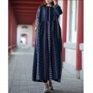Women Spring Autumn Dresses Vintage Bohemia Long-sleeve Loose Cotton Dress Casual Long Robe l903