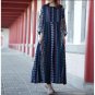Women Spring Autumn Dresses Vintage Bohemia Long-sleeve Loose Cotton Dress Casual Long Robe l903