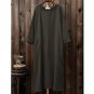 Women Dresses Solid Long-sleeve Soft Cotton Dress Casual Long Robe Femme Loose White Dress B2296