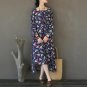 Spring Women Dress Square Collar Vintage Print Asymmetric Design Cotton Dresses Long Robe Vestidos X