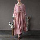 Autumn Dress Vintage High Waist A-ilne Plus Size Long Cute Cotton Loose Solid Casual Women Dress Ves