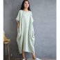 Spring Summer Dress Vintage Long Plus Size Batwing Sleeve Cotton Dress Female Solid Casual Loose Rob