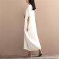 Spring Summer Dress Vintage Long Plus Size Batwing Sleeve Cotton Dress Female Solid Casual Loose Rob