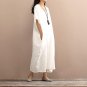 Spring Summer Dress Vintage Long Plus Size Batwing Sleeve Cotton Dress Female Solid Casual Loose Rob