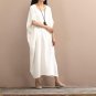 Spring Summer Dress Vintage Long Plus Size Batwing Sleeve Cotton Dress Female Solid Casual Loose Rob