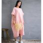 Spring Summer Dress Vintage Long Plus Size Batwing Sleeve Cotton Dress Female Solid Casual Loose Rob