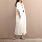 Spring Summer Dress Vintage Long Plus Size Batwing Sleeve Cotton Dress Female Solid Casual Loose Rob