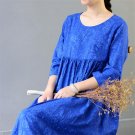 Women Summer Dress Brand Vintage Print Empire A-line Cotton Long Maxi Dress Casual Loose Party Dress