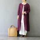 SCUWLINEN Vestidos 2017 Autumn Dress Vintage O-neck 100% Linen Plus Size Long Reversible Dress for W