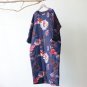 Winter Dress Plus Size Long-sleeve Vintage Floral Print Loose Linen Cotton Dress Casual Quilted Robe