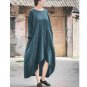 Spring Autumn Dress Brand Vintage Style Loose Long-sleeve Irregular Linen Dress Casual Long Robe Ves