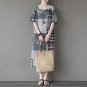 Summer Dresses Vintage Patchwork Personality Print Linen Robe Plus Size Loose Long Casual DressX0165