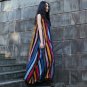 7 Summer Sleeveless National Trend Color Stripes Expansion Bottom Long Maxi Cotton Dress Bohemia Bea